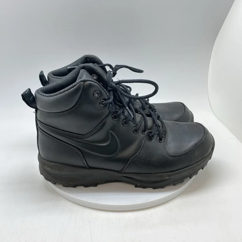 Nike‎ Manoa Boots Mens 9 Triple Black Water Resistant 454350-003 Black Leather